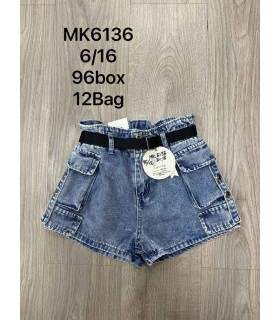 Szorty dziewczęce jeansowe 0504V230 (6-16, 12)