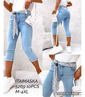 Rybaczki damskie jeansowe - Duże rozmiary 2104V035 (M-4XL, 10)